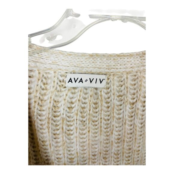 Ava & Viv Womens Chunky Knit Cardigan Sweater Oversized Ivory White One Size - Picture 4 of 6